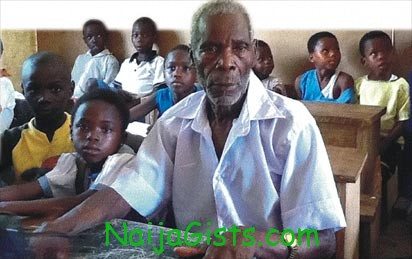 90 year old man primary school student