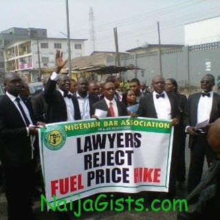 lawyers protesting fuel price hike